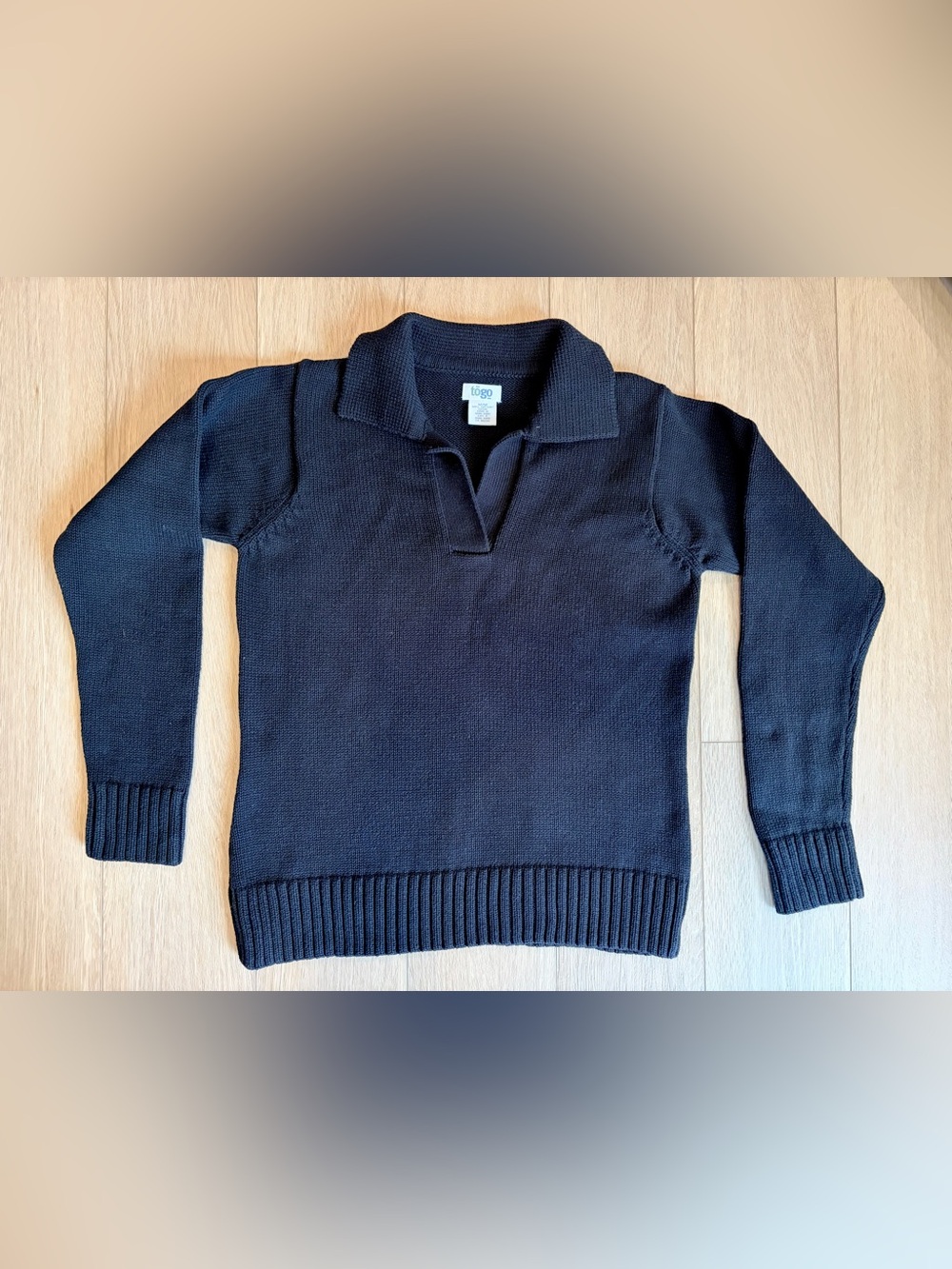 TOGO Women’s 100% cotton Knit Polo Sweater size medium | capsule, minimalist